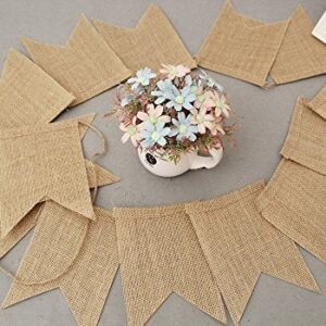 PARFAIR DESSIN 40 Pcs Stiffened Swallowtail Flag Bunting Burlap Banner PreStringed DIY Garland Decoration for Holidays Camping Halloween Christmas 40 Feet (Natural, Flag 1)