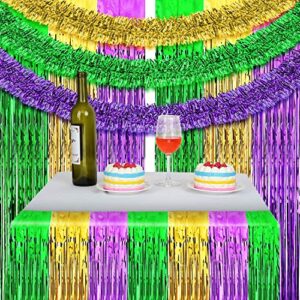 5 pieces mardi gras party decoration metallic tinsel foil fringe curtains garland photo booth props table skirt background backdrop door wall for carnival bunting party decoration supplies