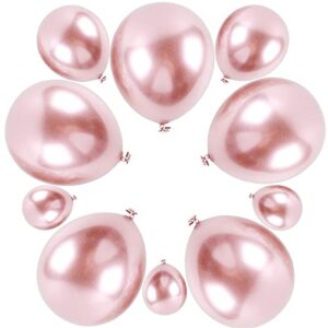 75 Pcs Metallic Rose Gold Latex Balloons, 18/12/5 Inch Chrome Balloons Various Sizes for Grils Women Rose Gold Birthday Baby Bridal Shower Wedding Decorations