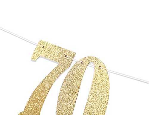 Gold Glitter 70 Years Loved Banner - 70th Birthday Banner for Women/men,happy 70th Birthday Banner,70th Mom/daddy Birthday Party Decoration Banner,70th Wedding Anniversary Banner