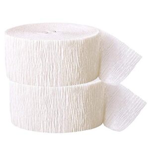 ocd bargain crepe paper streamer, 81 feet (2 piece) – party supplies for parties, baby shower, bridal shower, multi colors (white)