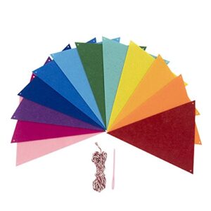 Rainbow Felt Fabric Bunting, 24 Pcs/ 16.4 Feet(2 Pack) Decoration Banners for Birthday Party, Baby Shower, Window Decorations and Children's Play Room Decorations