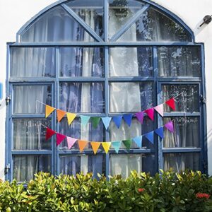 Rainbow Felt Fabric Bunting, 24 Pcs/ 16.4 Feet(2 Pack) Decoration Banners for Birthday Party, Baby Shower, Window Decorations and Children's Play Room Decorations