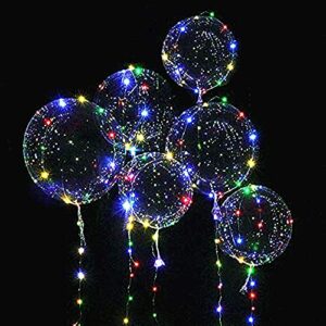 LED Light Up Bobo Baloons 10 Pack,20 Inches Clear Balloons 15 pcs for Helium Tank for Balloons at Home, Glow Bubble Ballons for Christmas Wedding Birthday Halloween Party Decoration