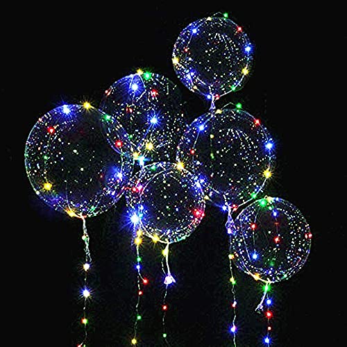 LED Light Up Bobo Baloons 10 Pack,20 Inches Clear Balloons 15 pcs for Helium Tank for Balloons at Home, Glow Bubble Ballons for Christmas Wedding Birthday Halloween Party Decoration