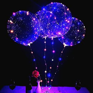 LED Light Up Bobo Baloons 10 Pack,20 Inches Clear Balloons 15 pcs for Helium Tank for Balloons at Home, Glow Bubble Ballons for Christmas Wedding Birthday Halloween Party Decoration