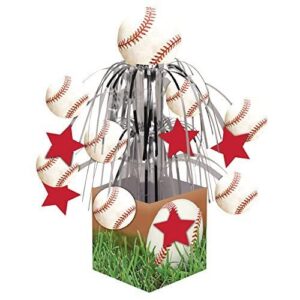 creative converting sports fanatic baseball centerpiece with mini cascade and base, white