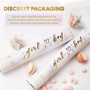 Gender Reveal Confetti Cannon | 2 pack| Butterfly Confetti Cannons | Gender Reveal Ideas | Butterfly Confetti Poppers for Pink Color Reveal | Baby Gender Reveal, Poppers Confetti Shooters | Pink Confetti Gender Reveal Poppers | Gender Reveal Party Supplie