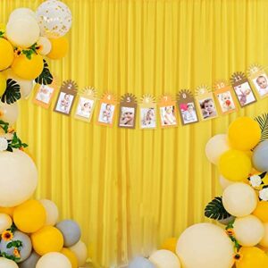 Gankbite Sunshine 12 Month Photo Banner Boho Neutral Rainbow 1st Birthday Decoration First Trip Around The Sun One Year Party Supplies