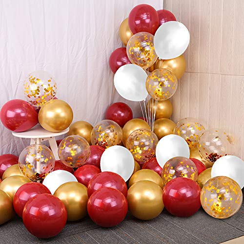 Red and Gold Balloon Garland Kit, 100 Pack Red and Gold Balloons White Gold Confetti Latex Balloons for Birthday Baby Showers Weddings Bridal Shower Anniversary Party Decoration