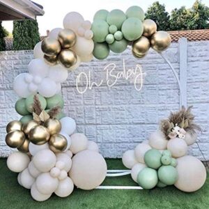 137Pcs Sage Green White Gold DIY Balloon Arch Arch Kit Bridal Shower Green Baby Shower Sage Green White And Chrome Gold Balloon Garland (Green)