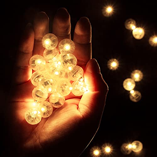 100pcs Warm White LED Balloon Light,Round Led Flash Ball Lamp for Paper Lantern Balloon,Indoor Outdoor Party Event Fun Birthday Party Wedding Decoration Supplies