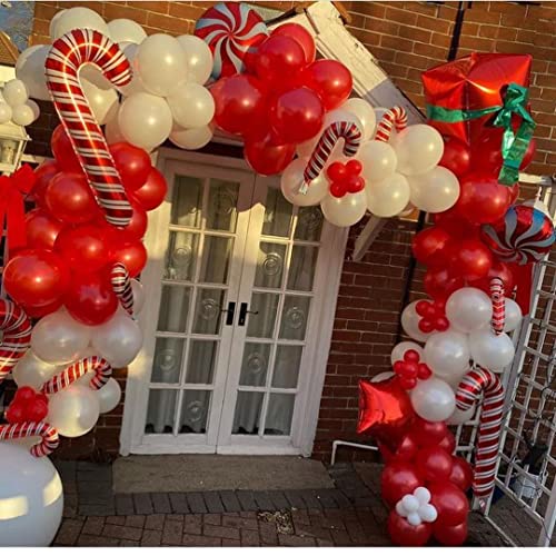 Christmas Balloon Garland Arch kit, 127PCS Red White Balloons Merry Christmas Party Balloons for Christmas Birthday Wedding New Year Party Supplies
