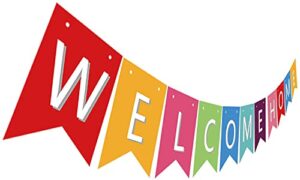 pre strung welcome home banner, colorful paper welcome home sign decoration, sweet home decor