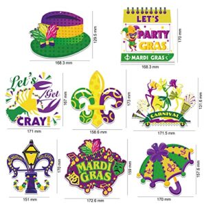 HOWAF Mardi Gras Party Hanging Swirls Decorations, Mardi Gras Themed Foil Swirls for New Orleans Party Ceiling Decoration, Mardi Gras Swirls Streamer for Masquerade Party Supplies, 30pcs