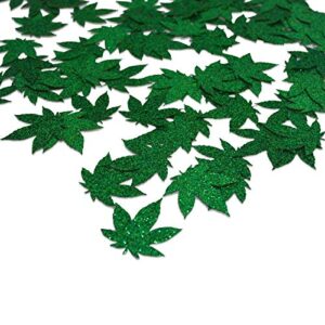 marijuana confetti for marijuana leaf theme party decorations, 420 birthday,single green weed leaf, have a dope birthday party supplies (green)