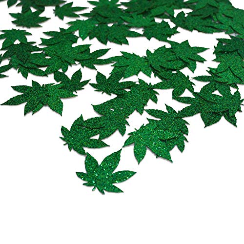 Marijuana Confetti for Marijuana Leaf Theme Party Decorations, 420 Birthday,Single Green Weed Leaf, Have a Dope Birthday Party Supplies (Green)