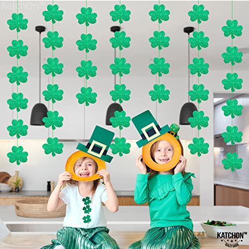 KatchOn, Glitter St Patricks Day Shamrock Garland - 6 Strings, No DIY | St Patricks Day Banner, St Patricks Day Decorations | Clover Garland Banner, St Patricks Day Garland, St Paddys Day Decorations