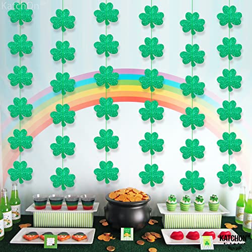 KatchOn, Glitter St Patricks Day Shamrock Garland - 6 Strings, No DIY | St Patricks Day Banner, St Patricks Day Decorations | Clover Garland Banner, St Patricks Day Garland, St Paddys Day Decorations