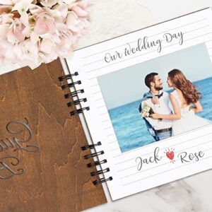 Creawoo Wooden Wedding Guest Book Reception Sign in Photo Album with Table Sign, Pen & Holder, Hardcover Memory Registry Guestbook with 90 White Pages for Baby Shower, Birthday, Bridal Shower, Wedding