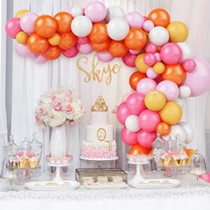 Pink Balloons Garland Arch Kit, Pink Yellow Orange Balloon Garland Balloons Arch Kit, Latex Party Balloons For Girls Birthday Party Baby party Shower Weddding Graduation Decoration Party Supplies