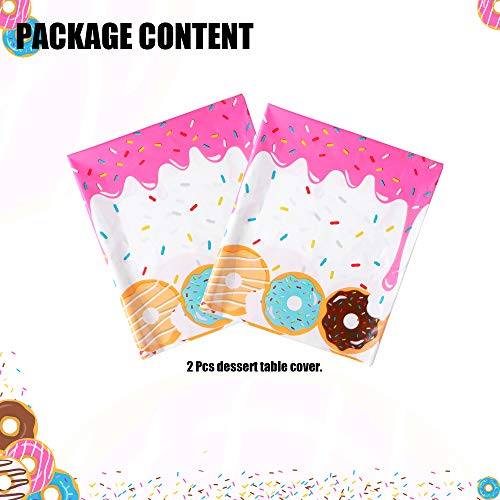 GGDE 2 Pcs Donut Dessert Theme Party Plastic Table Cover Birthday Party Decorations