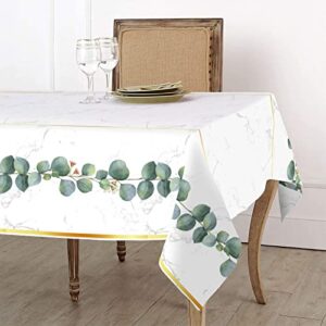 hapray 4 Pack Greenery Jungle Party Tablecloths for Rectangle Tables, Waterproof Disposable Rectangular Table Cloths Covers Eucalyptus Decorations, Wedding Baby Shower Birthday Bridal, 54” x 108”