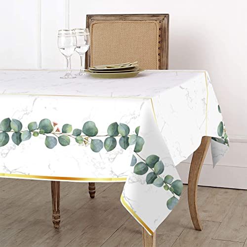 hapray 4 Pack Greenery Jungle Party Tablecloths for Rectangle Tables, Waterproof Disposable Rectangular Table Cloths Covers Eucalyptus Decorations, Wedding Baby Shower Birthday Bridal, 54” x 108”