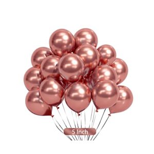 Metallic Rose Gold 5 inch 50pcs Pink Gold Latex Party Balloon Chrome Balloons for Wedding Engagement Anniversary Birthday Party Decorations