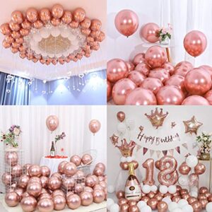 Metallic Rose Gold 5 inch 50pcs Pink Gold Latex Party Balloon Chrome Balloons for Wedding Engagement Anniversary Birthday Party Decorations