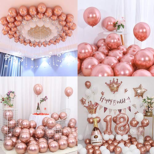 Metallic Rose Gold 5 inch 50pcs Pink Gold Latex Party Balloon Chrome Balloons for Wedding Engagement Anniversary Birthday Party Decorations