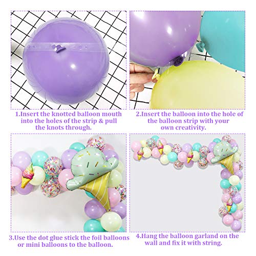 Pastel Sweet Ice Cream Party Balloons Arch Garland Kit, Macaron Popsicle Confetti Foil Balloons Summer Ice Cream Theme Party Decor for Kids Birthday Baby Shower Two Sweet Donut Grow Up Party Supplies