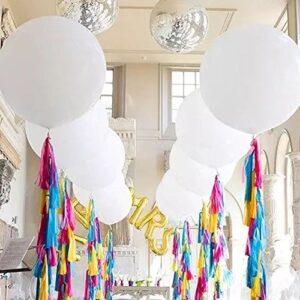 Giant Balloons 36-Inch White Balloons (Premium Helium Quality) Pkg/6, for Birthdays Wedding Photo Shoot and Festivals Christmas and Event Decorations