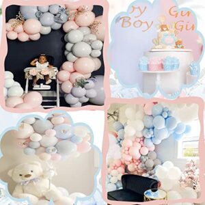 Gender Reveal Balloon Garland Arch Kit, SCMDOTI Gender Reveal Decorations Kit with Double Stuffed Pink and Blue, Nude,White Balloon Garland for Gender Reveal Party Supplies, Baby Shower Decoration