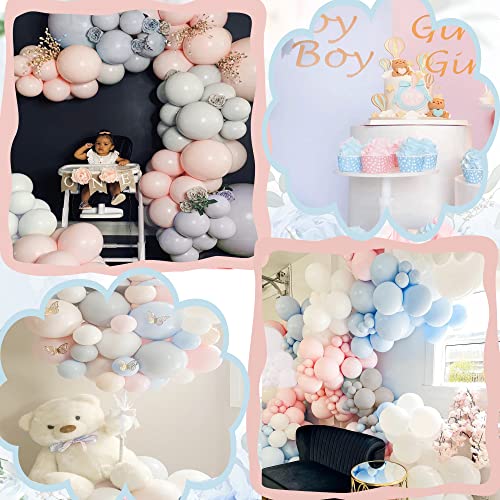 Gender Reveal Balloon Garland Arch Kit, SCMDOTI Gender Reveal Decorations Kit with Double Stuffed Pink and Blue, Nude,White Balloon Garland for Gender Reveal Party Supplies, Baby Shower Decoration