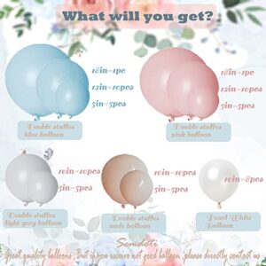 Gender Reveal Balloon Garland Arch Kit, SCMDOTI Gender Reveal Decorations Kit with Double Stuffed Pink and Blue, Nude,White Balloon Garland for Gender Reveal Party Supplies, Baby Shower Decoration