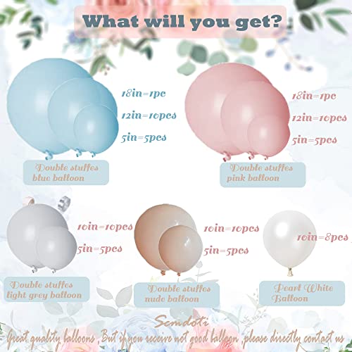 Gender Reveal Balloon Garland Arch Kit, SCMDOTI Gender Reveal Decorations Kit with Double Stuffed Pink and Blue, Nude,White Balloon Garland for Gender Reveal Party Supplies, Baby Shower Decoration