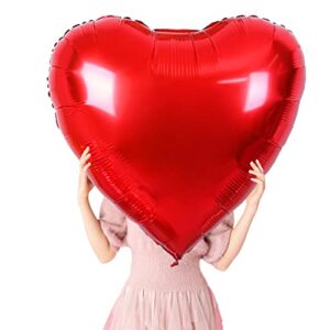 8 pcs 36 inch huge red heart balloons, romantic large heart foil balloons valentine’s day balloons for wedding engagement anniversary party favor decorations (red)