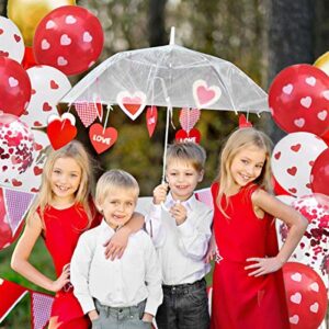 Valentines Day Decorations Party Balloons Kit, 12 Inch Heart Printed Red White Gold Confetti Balloons for Valentine's Day Anniversary Mothers Day Wedding Engagement Party SuppliesDecorations