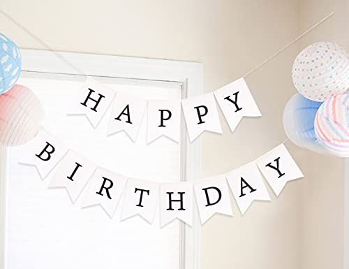 White Happy Birthday Banner - White Linen Banner , Birthday Party Banner Black , Best Birthday Gift , Black and White Birthday Banner , Birthday Party Drop Sign , Party Photo Backdrop