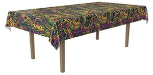 beistle mardi gras beads tablecover, 54-inch by 108-inch