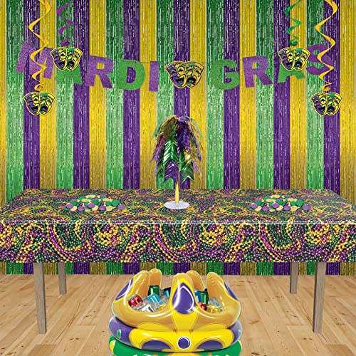 Beistle Mardi Gras Beads Tablecover, 54-Inch by 108-Inch