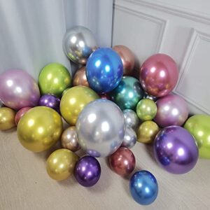 Metallic Assorted Balloons for Party 100 pcs 5 inch Thick Latex Chrome balloons for Birthday Wedding Engagement Anniversary Christmas Festival Picnic or any Friends & Family Party Decorations