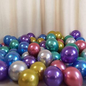 Metallic Assorted Balloons for Party 100 pcs 5 inch Thick Latex Chrome balloons for Birthday Wedding Engagement Anniversary Christmas Festival Picnic or any Friends & Family Party Decorations