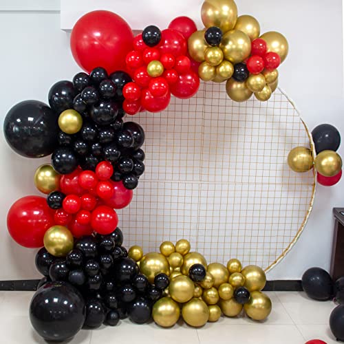 157Pcs Red Black Balloon Garland Arch Kit, Large Small Medium Metallic Gold Diy Balloons for Baby Shower Party Birthday Wedding Graduation Decorations