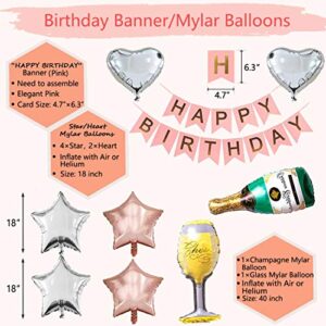 21st Birthday Decorations|21st Birthday Decorations for her|21st Birthday Decorations Rose Gold with Photo Booth Backdrop, Happy Birthday Banner, Confetti and Mylar Balloons