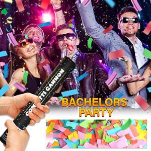 Confetti Cannon Party Poppers [6 Pack], Gift 3 Magnetic Photo Frames, Multicolor Biodegradable Confetti Shooters for Wedding, Birthday, Party, Graduation Celebrations, New Year’s Eve