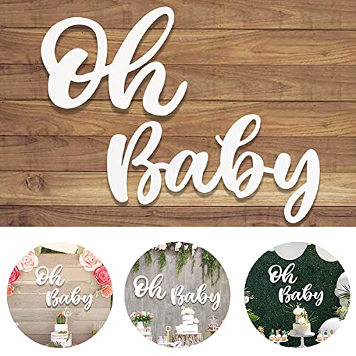 Wood White Baby Sign Baby Shower Banner for 1st Birthday Backdrop, Baby Party Sign Wooden Cutout Nursery Decor, Baby Party Banner Event Decorations for Gender Reveal Backdrop,Baby Announcements