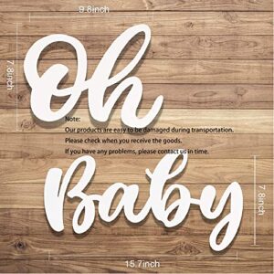 Wood White Baby Sign Baby Shower Banner for 1st Birthday Backdrop, Baby Party Sign Wooden Cutout Nursery Decor, Baby Party Banner Event Decorations for Gender Reveal Backdrop,Baby Announcements