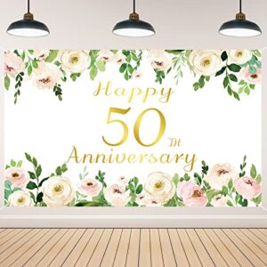 vlipoeasn elegant white 50th wedding anniversary decorations rose gold flower peony 50th anniversary photography backdrop for couple surprise for parents cheers to 50 years wedding supplies